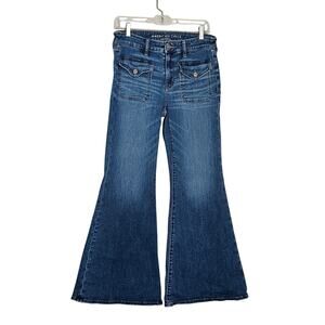 American Eagle AE Festival Flare Jeans Sz 10 Short Flaw